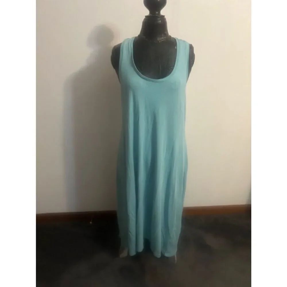 Halston H Studio Marine Blue cutout razor back Hi/Lo Maxi dress, size L